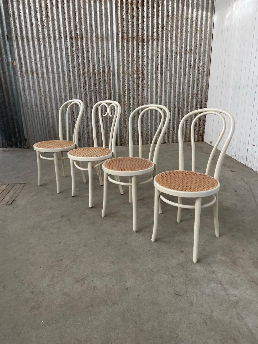 Vintage chairs - rattan / bentwood - white - 1970s