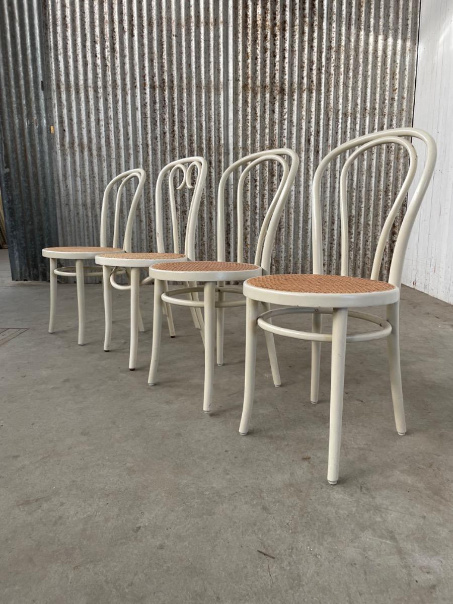 Vintage chairs - rattan / bentwood - white - 1970s