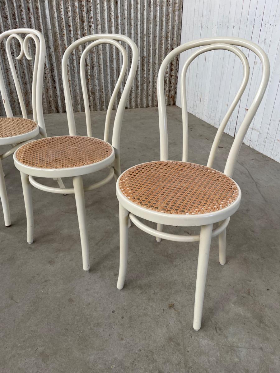 Vintage chairs - rattan / bentwood - white - 1970s