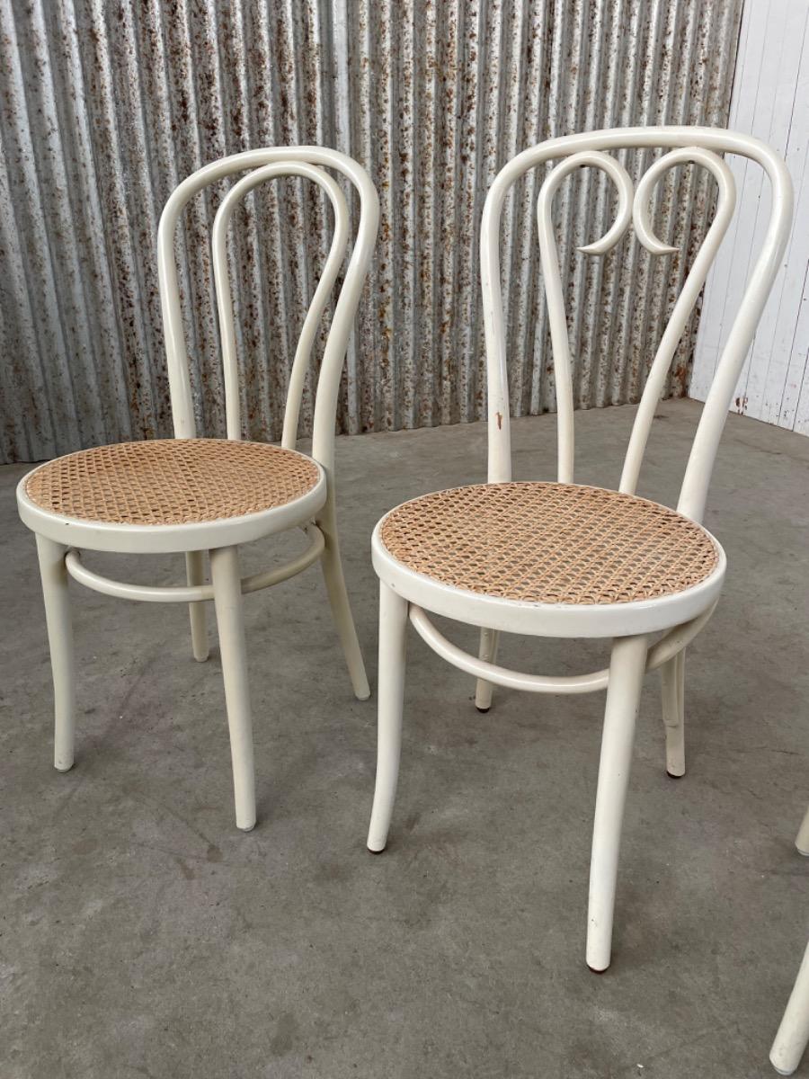 Vintage chairs - rattan / bentwood - white - 1970s