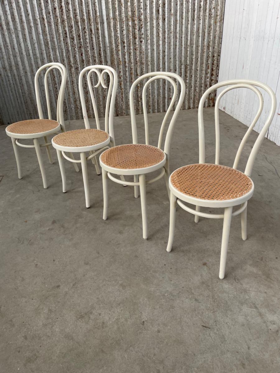 Vintage chairs - rattan / bentwood - white - 1970s