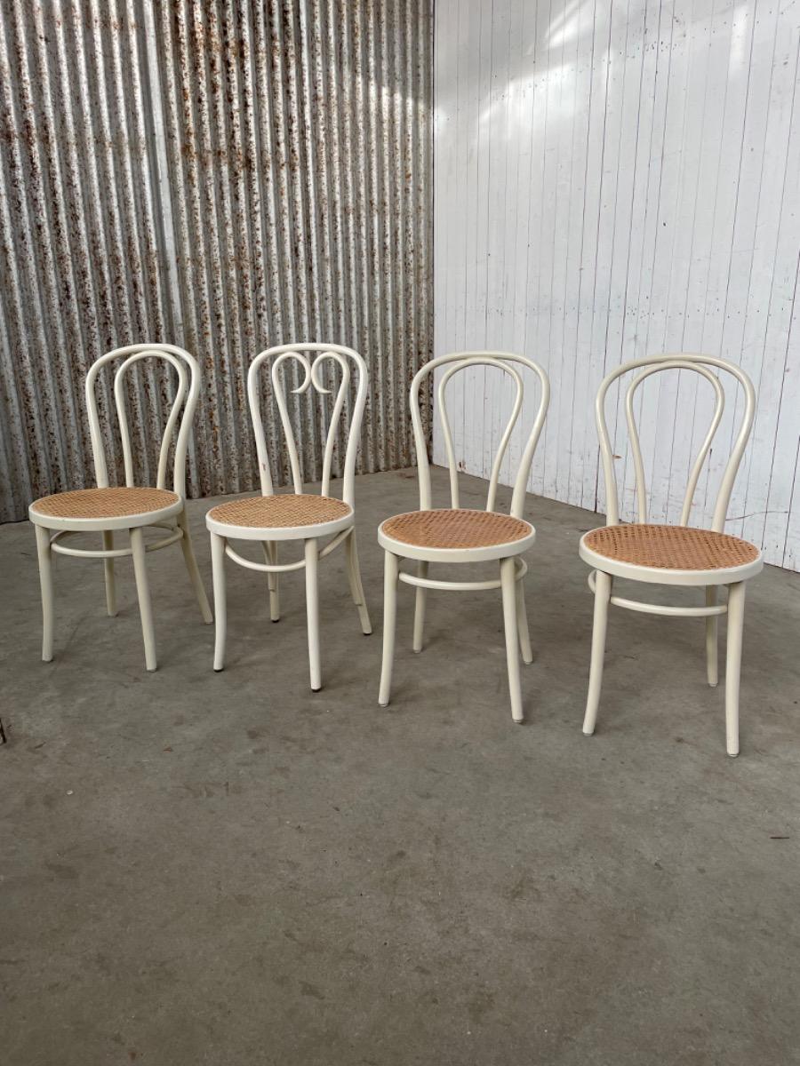 Vintage chairs - rattan / bentwood - white - 1970s