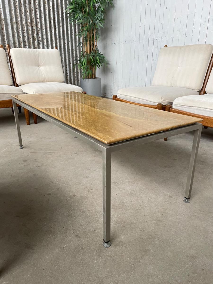 Vintage coffee table - 1960s - marble and iron