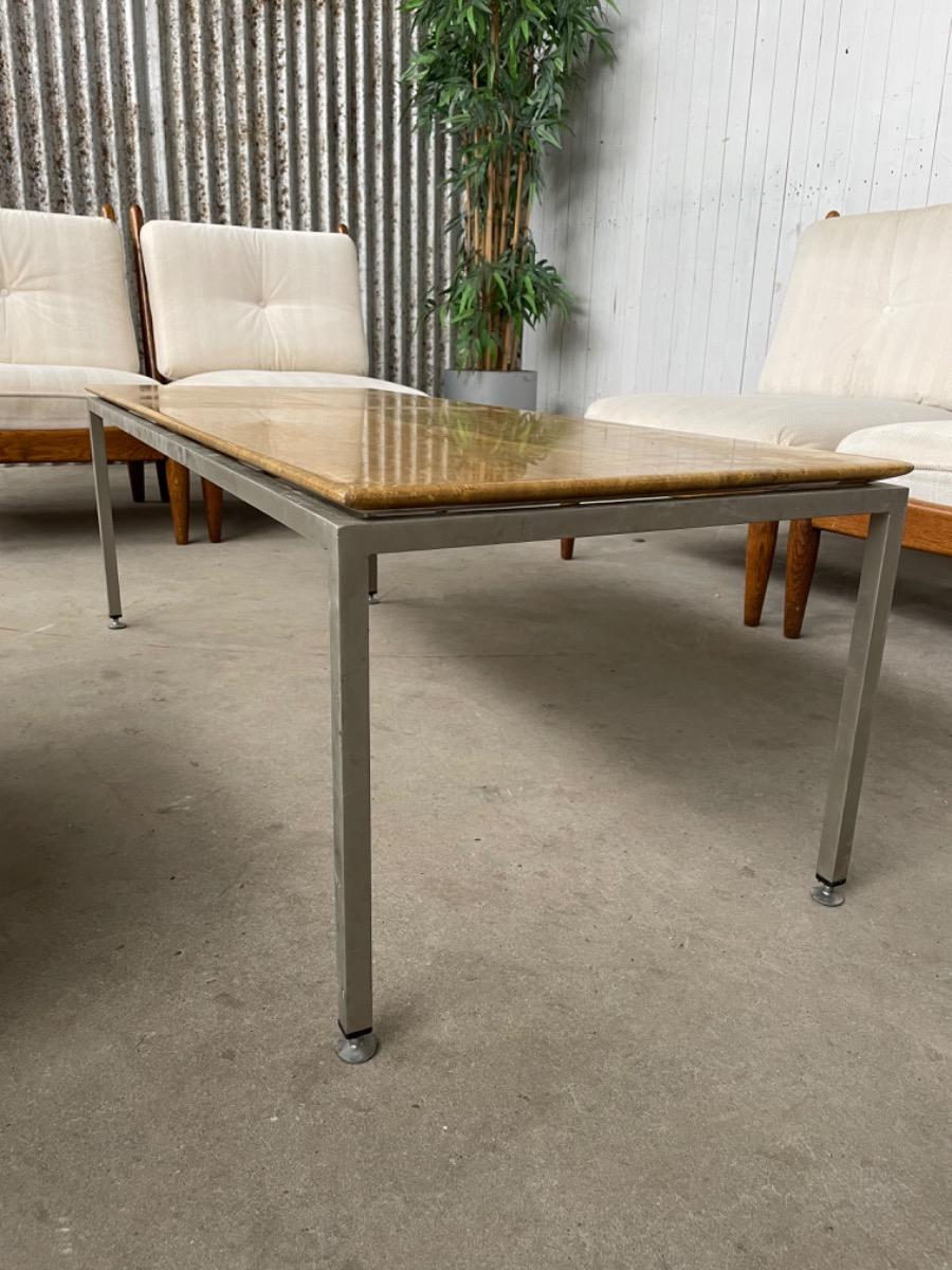 Vintage coffee table - 1960s - marble and iron