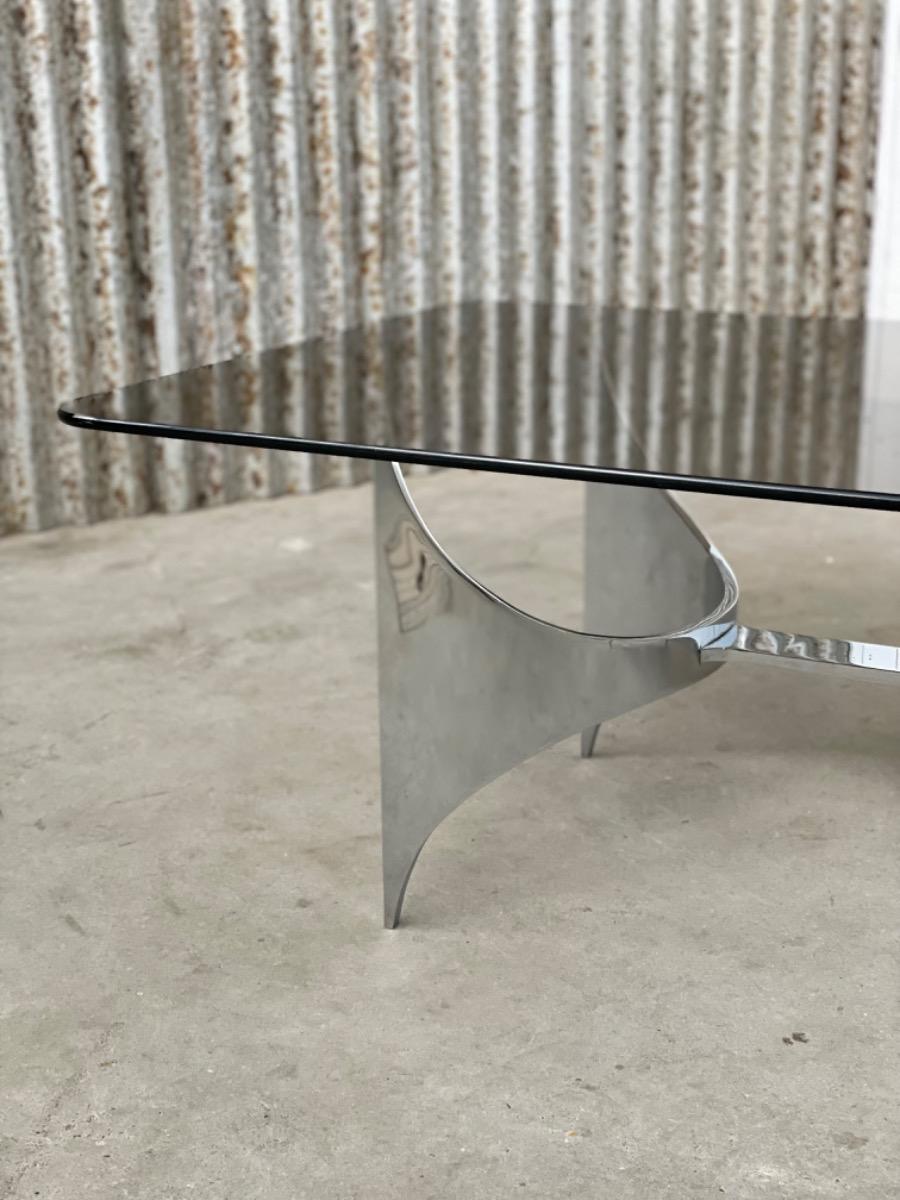 Vintage coffee table smoked glass - 1970s - style Knut Hesterberg 