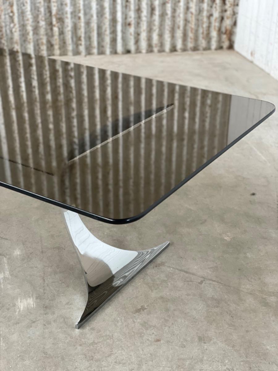 Vintage coffee table smoked glass - 1970s - style Knut Hesterberg 