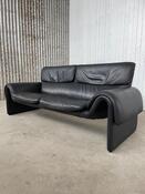 Vintage design sofa - De Sede DS 2011 - Black leather two seat