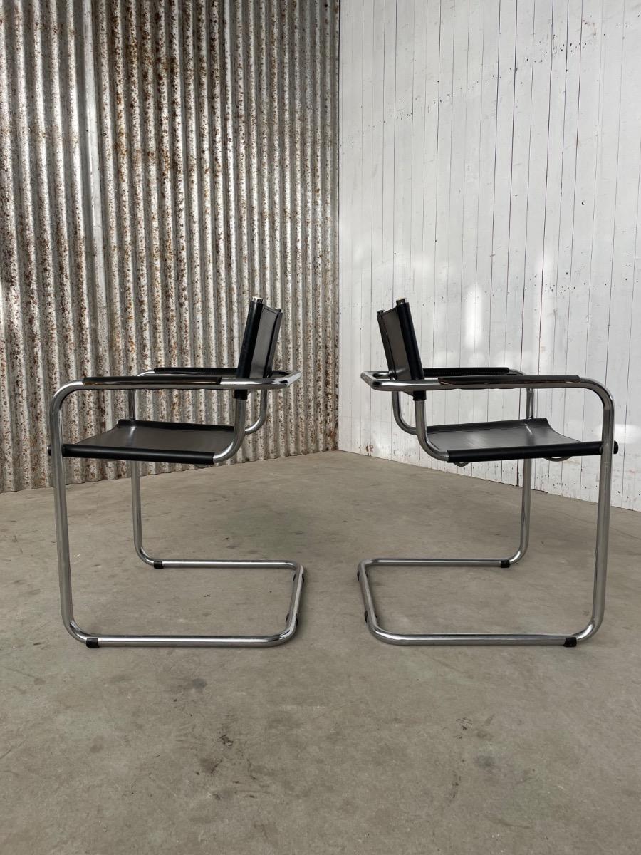 Vintage dining chairs - Mart Stam s34 - Bauhaus - 1980s - Tubular frame 