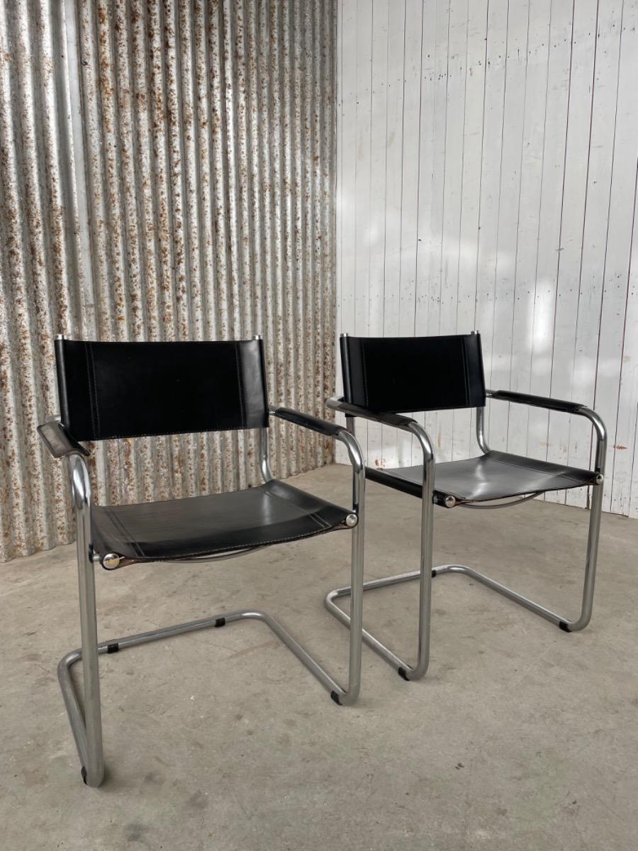 Vintage dining chairs - Mart Stam s34 - Bauhaus - 1980s - Tubular frame 