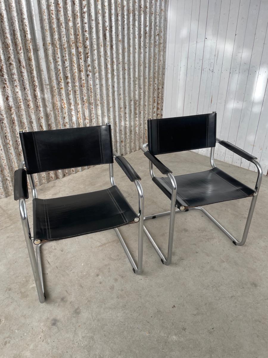 Vintage dining chairs - Mart Stam s34 - Bauhaus - 1980s - Tubular frame 