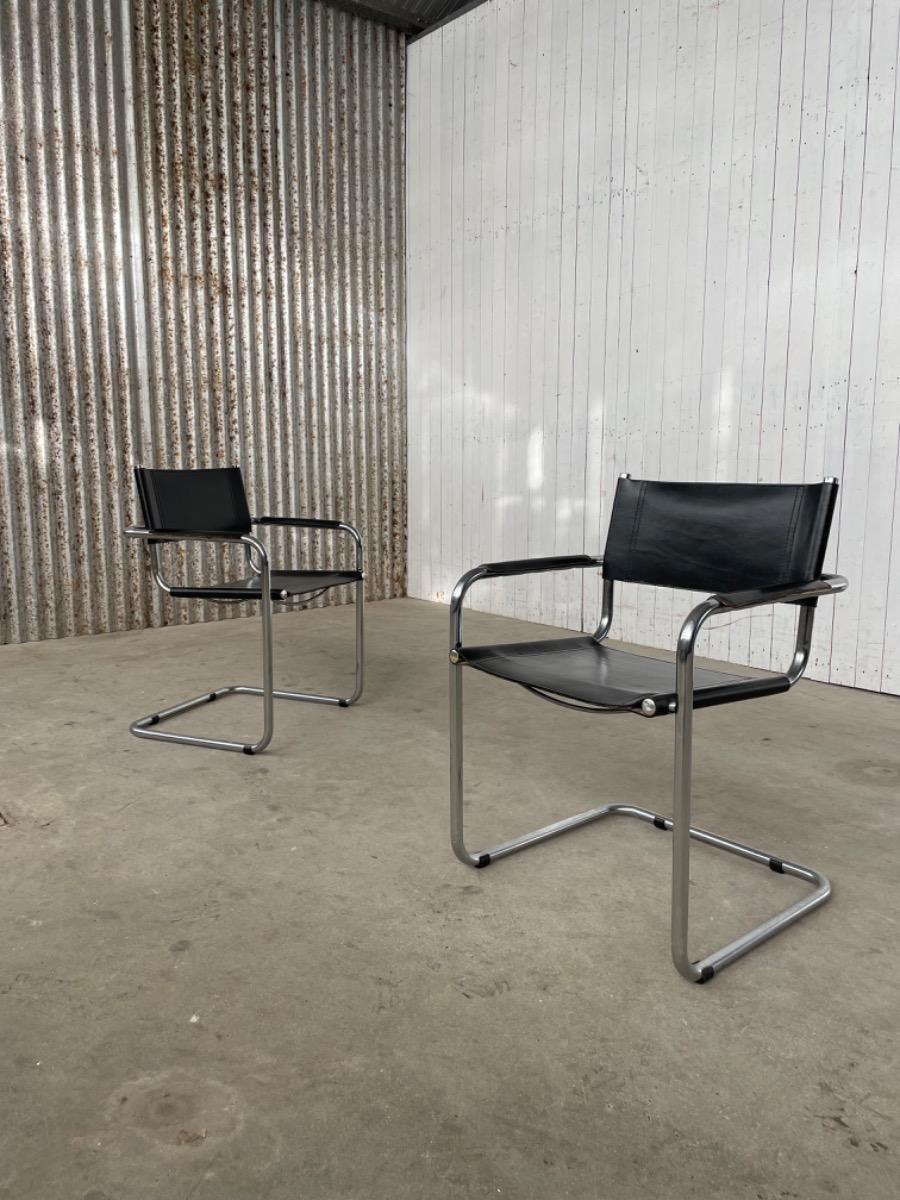 Vintage dining chairs - Mart Stam s34 - Bauhaus - 1980s - Tubular frame 