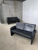 Vintage Leolux Antipode - 2 seat sofa - black leather - Dutch design 