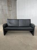 Vintage Leolux Antipode - 2,5 seat sofa - black leather - Dutch design 