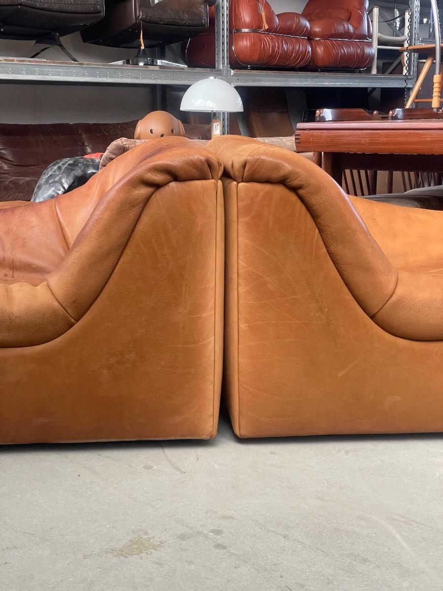 Vintage modular Sofa DS-46 in Cognac leather by De Sede, 1970s