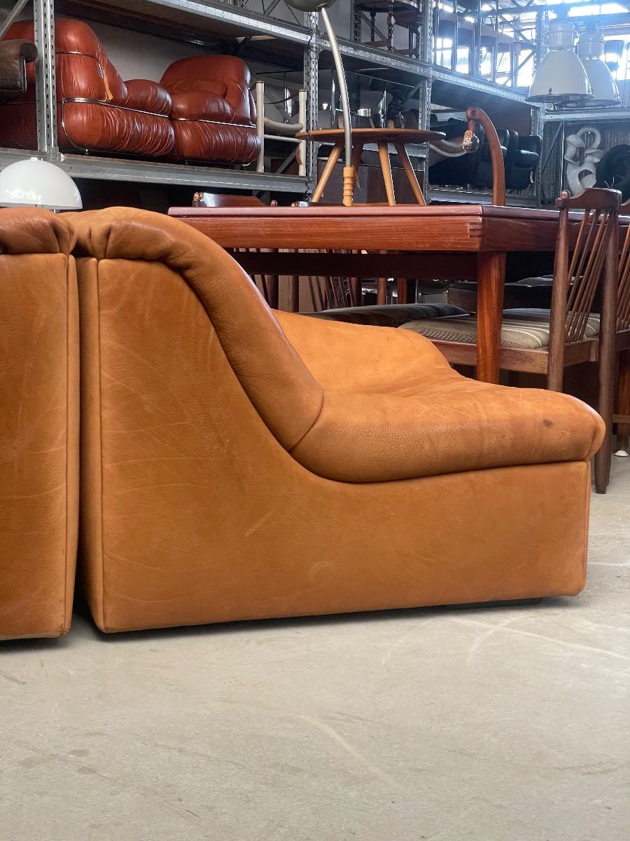 Vintage modular Sofa DS-46 in Cognac leather by De Sede, 1970s