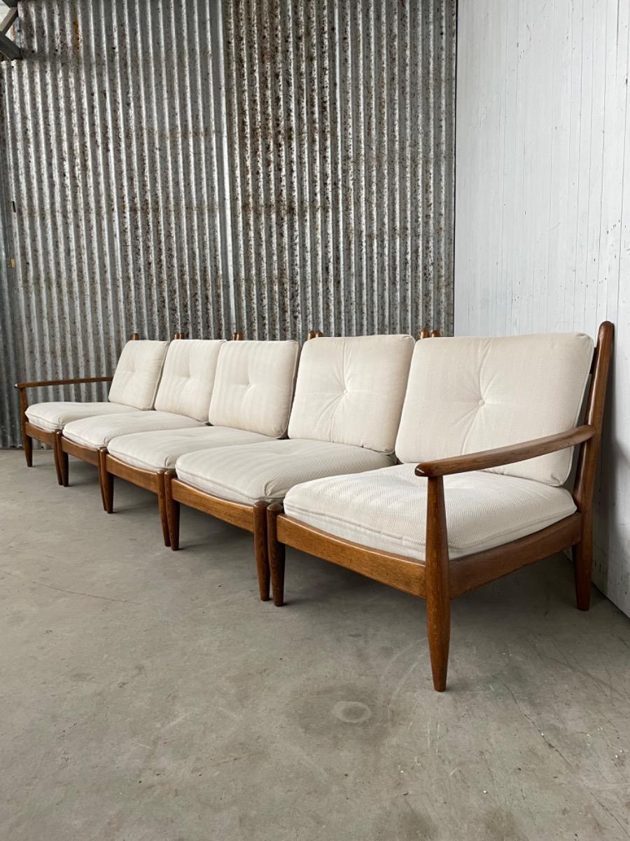Vintage modular Sofa - Oak wood - Scandinavian 1960s - 5 elements