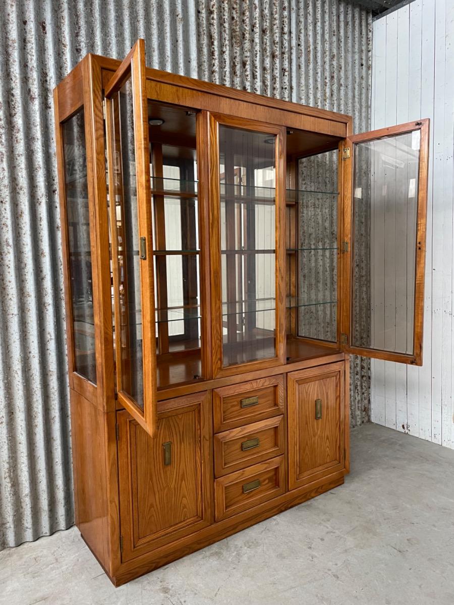 Vintage Oak cabinet - England - 1950 - Smoked glass