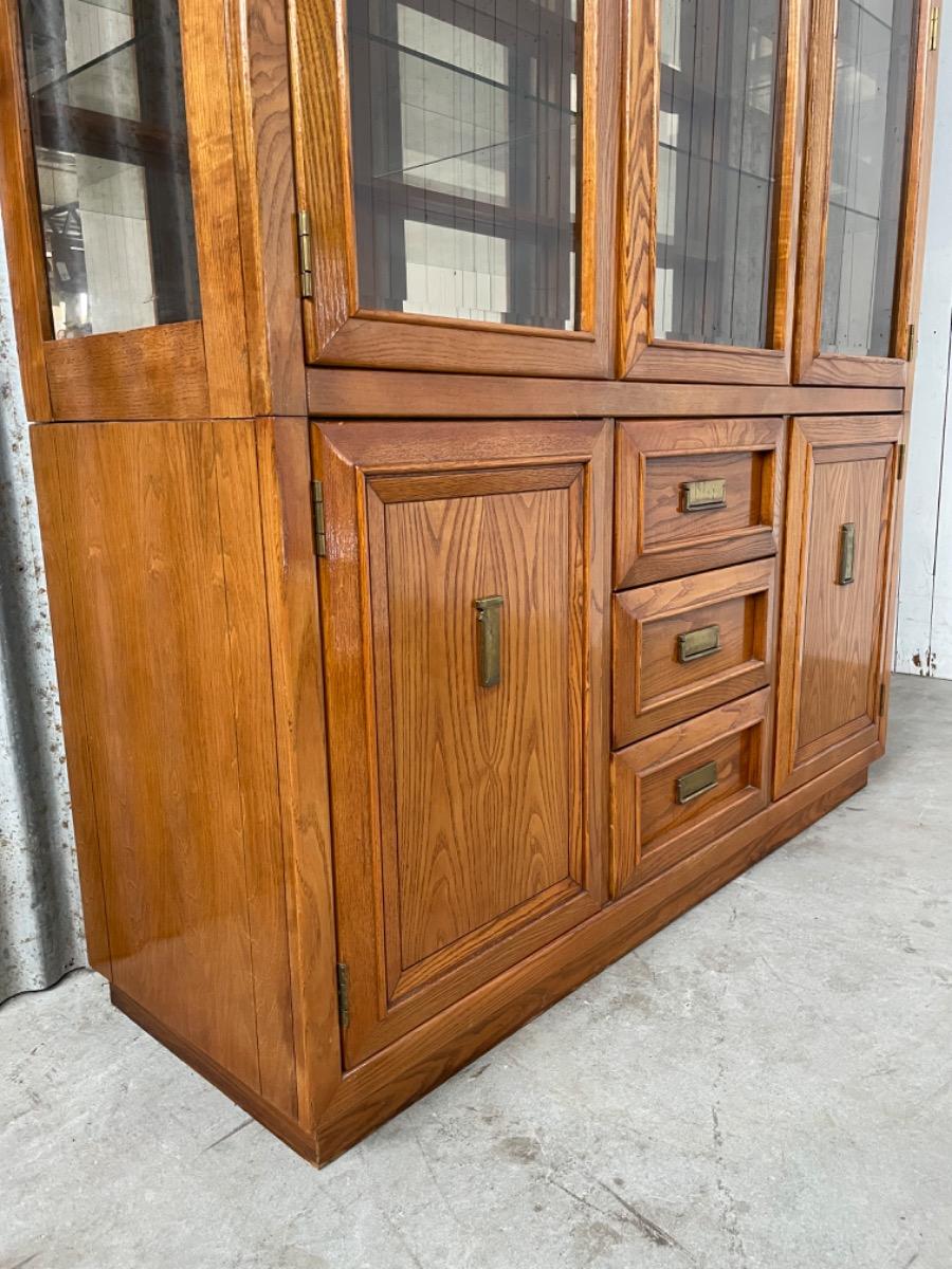 Vintage Oak cabinet - England - 1950 - Smoked glass