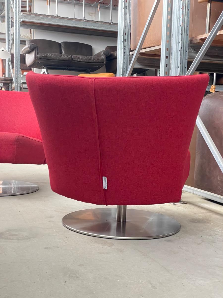 Vintage pair swivel chairs by Jan des Bouvrie on stainless steel base, Netherlands 