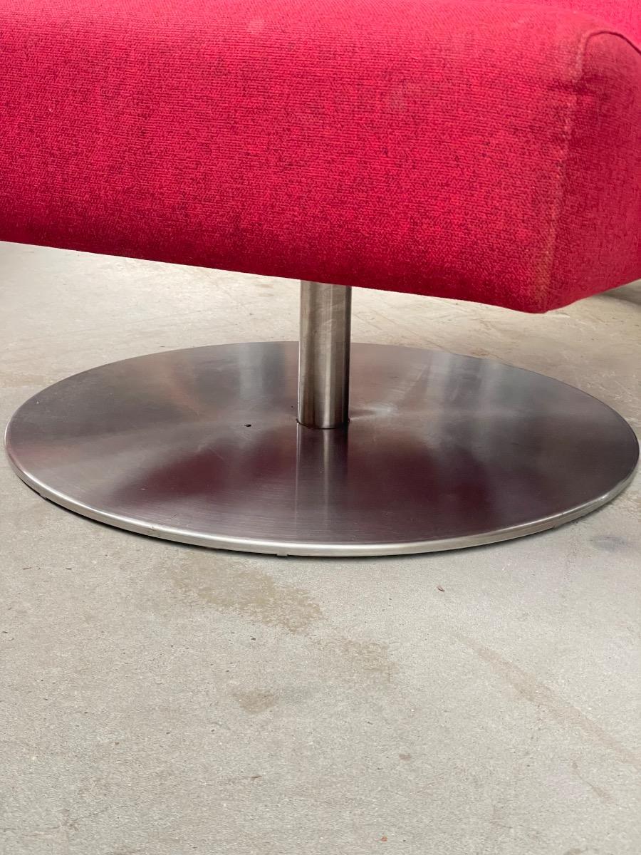 Vintage pair swivel chairs by Jan des Bouvrie on stainless steel base, Netherlands 