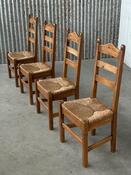 Vintage Pine and Rush dining chairs 1960s