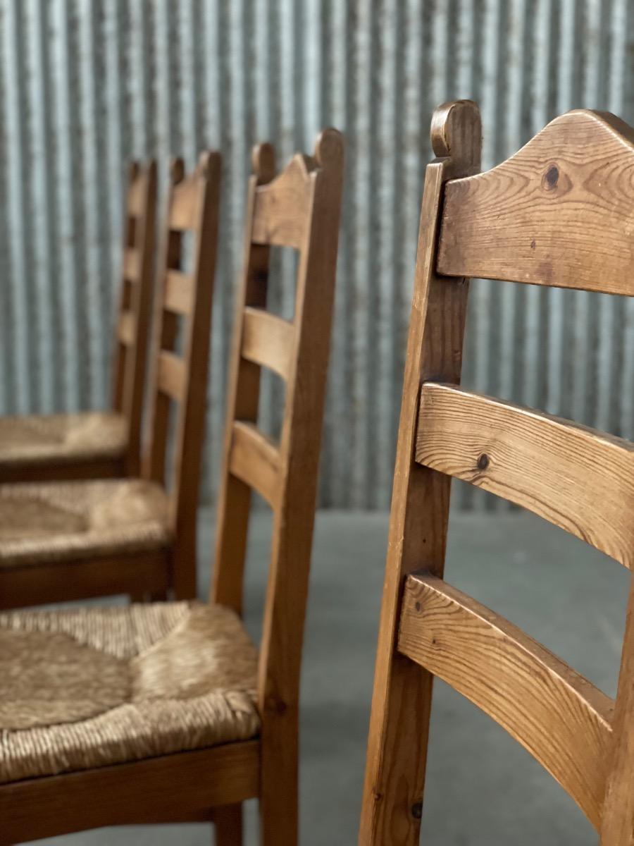 Vintage Pine and Rush dining chairs 1960s