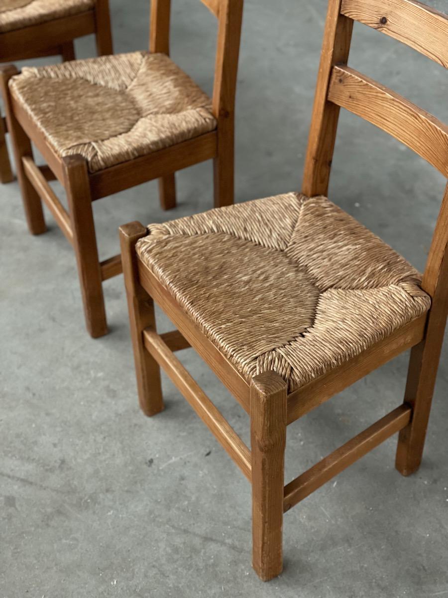 Vintage Pine and Rush dining chairs 1960s