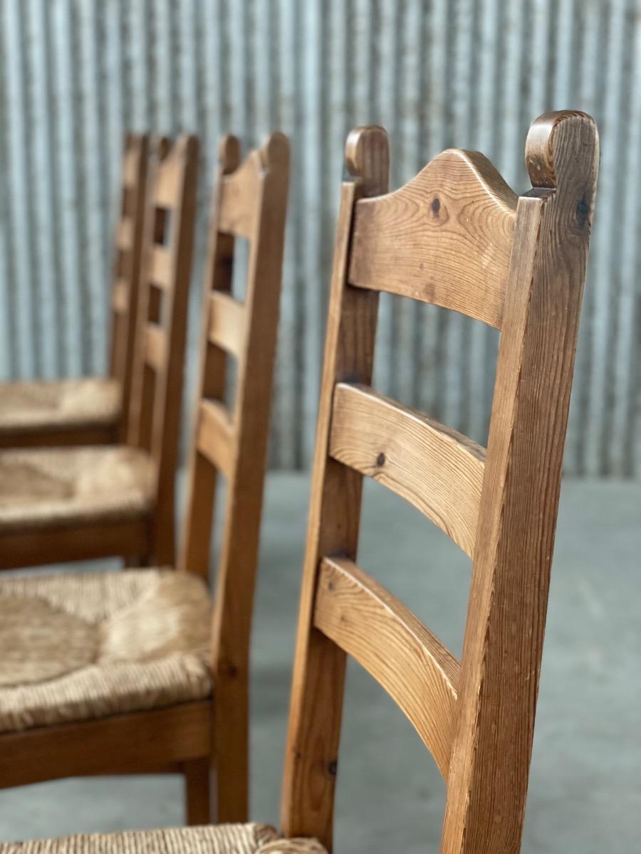 Vintage Pine and Rush dining chairs 1960s