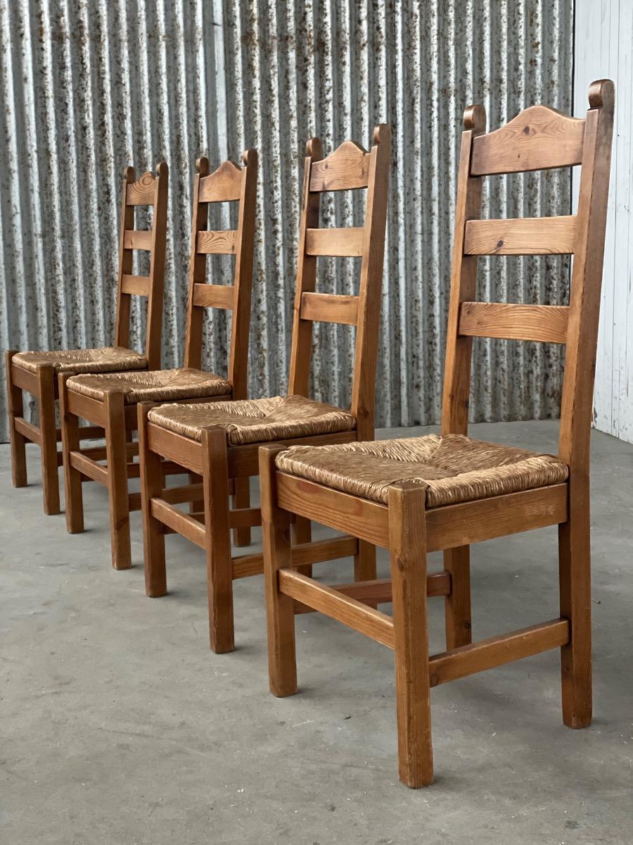 Vintage Pine and Rush dining chairs 1960s
