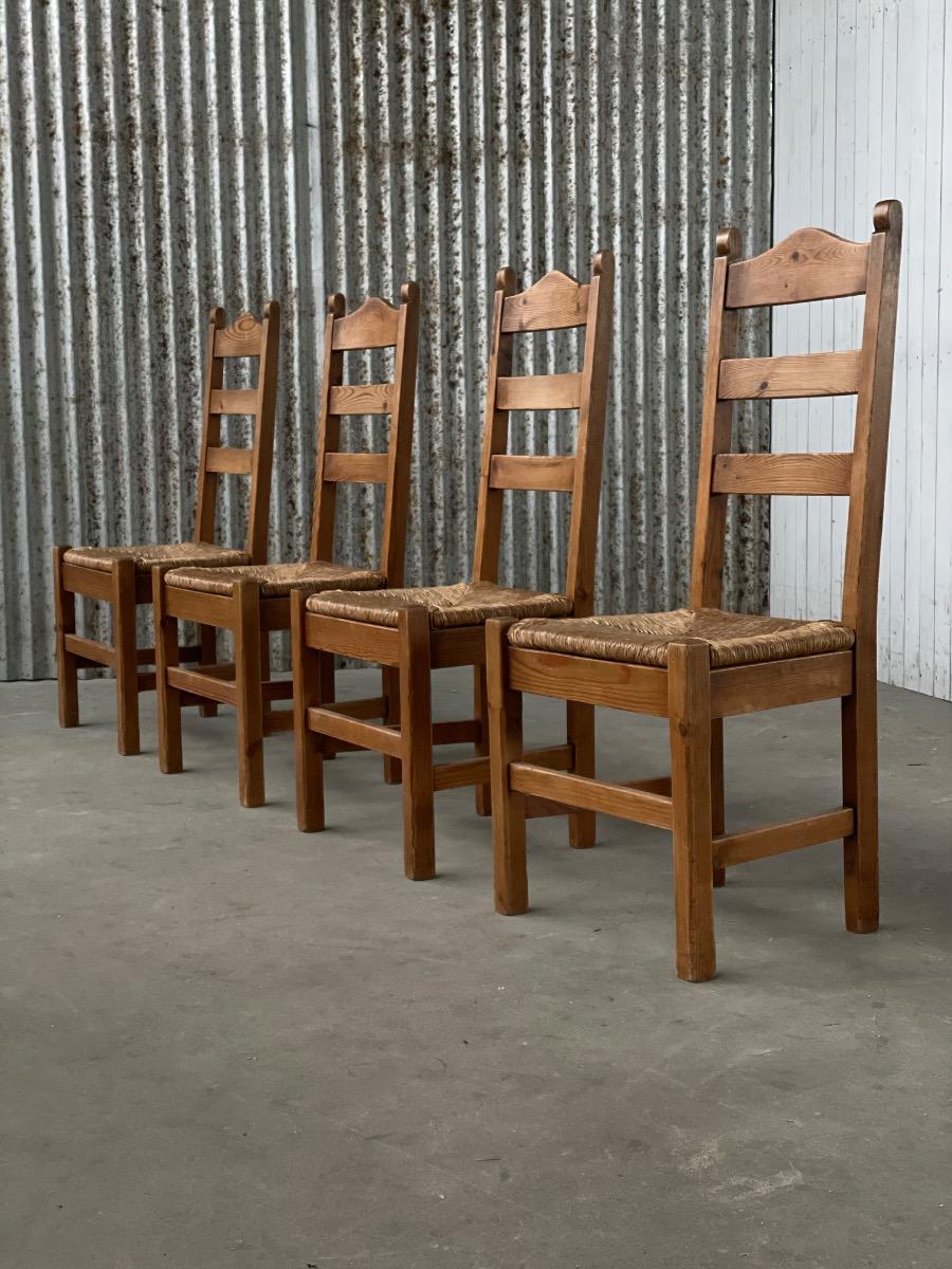Vintage Pine and Rush dining chairs 1960s