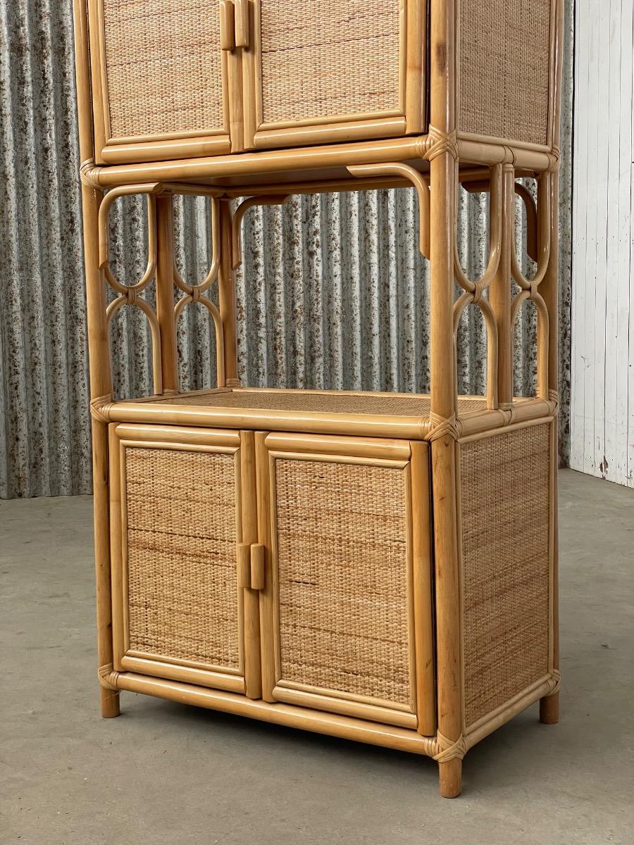 Vintage Rattan and bamboo Cabinet 1960s