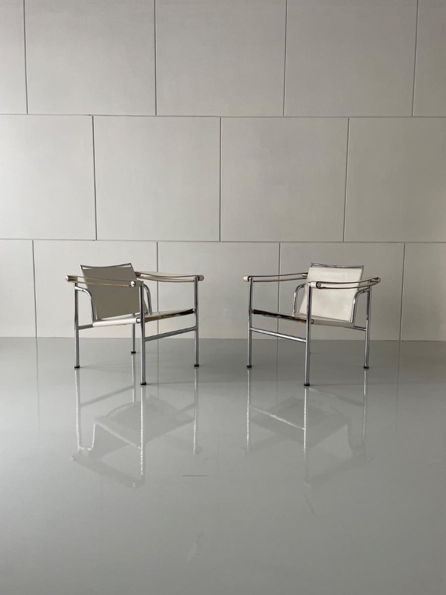 Vintage set of LC1 style armchairs inspired by Le Corbusier, 1970s