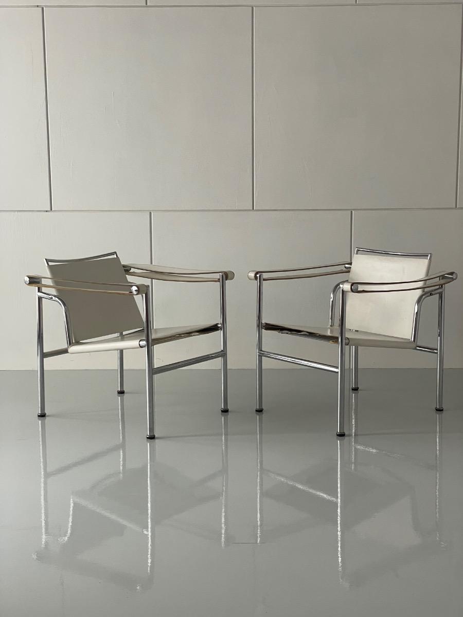 Vintage set of LC1 style armchairs inspired by Le Corbusier, 1970s