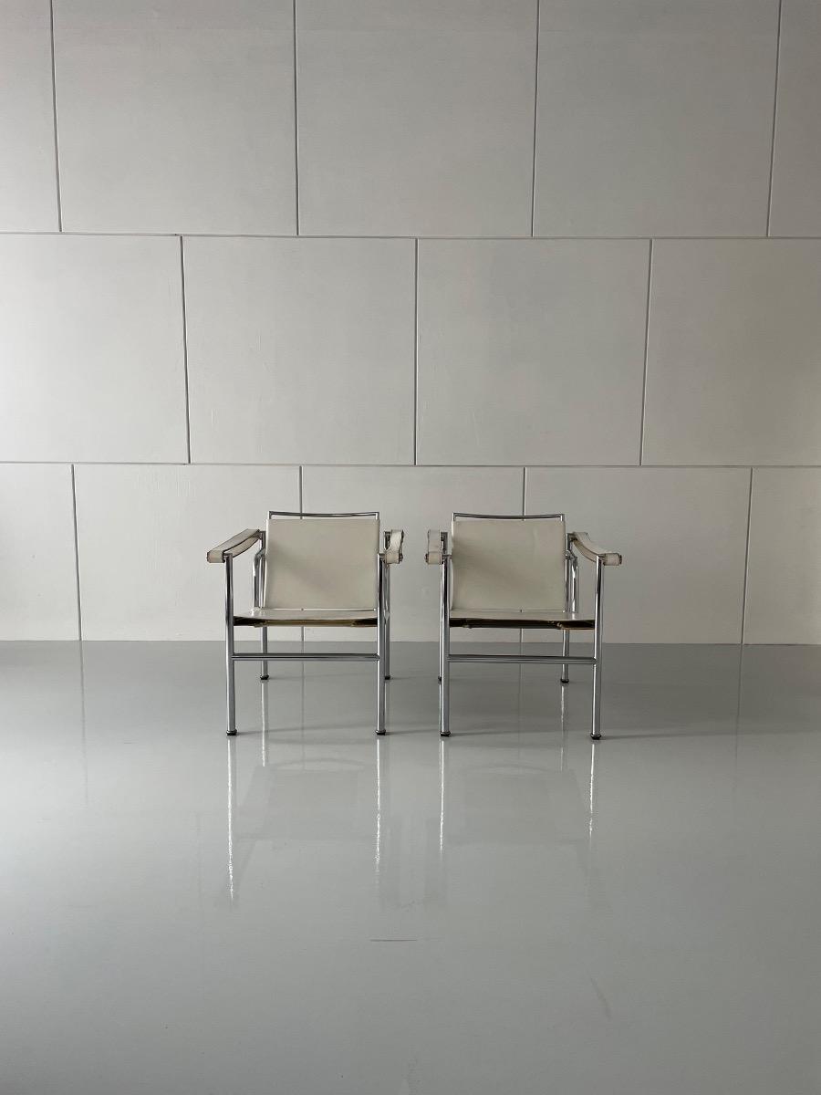 Vintage set of LC1 style armchairs inspired by Le Corbusier, 1970s