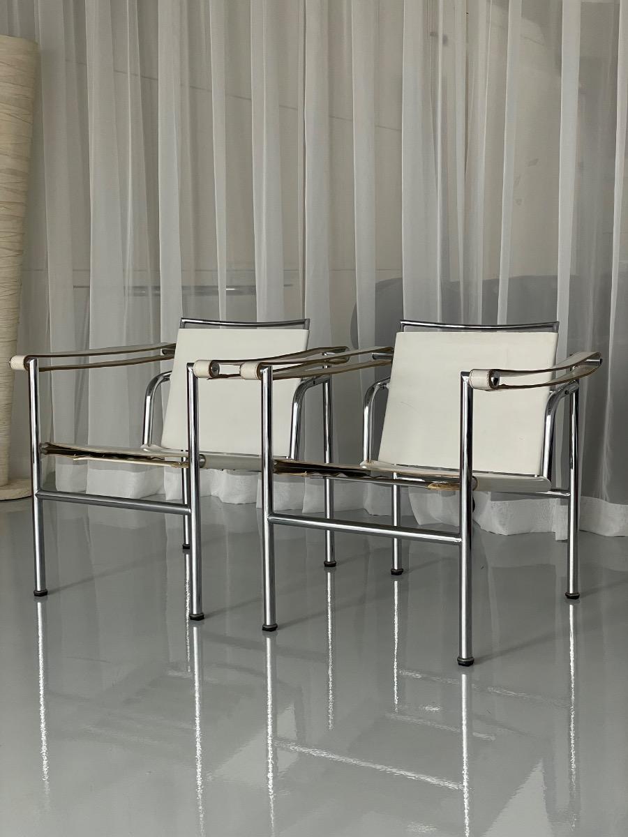 Vintage set of LC1 style armchairs inspired by Le Corbusier, 1970s
