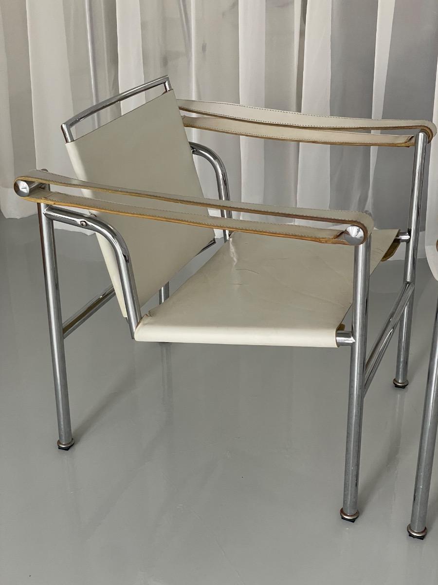 Vintage set of LC1 style armchairs inspired by Le Corbusier, 1970s
