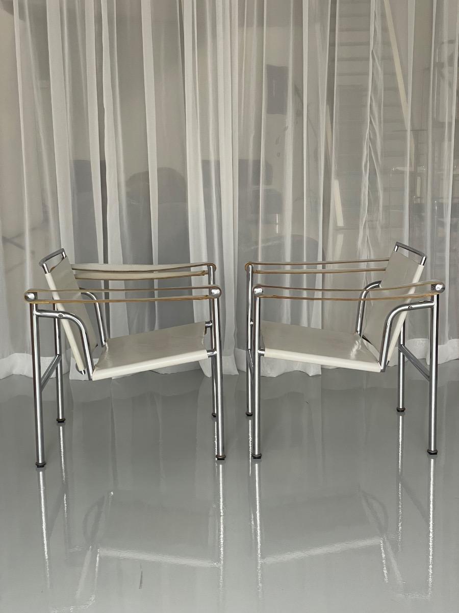 Vintage set of LC1 style armchairs inspired by Le Corbusier, 1970s