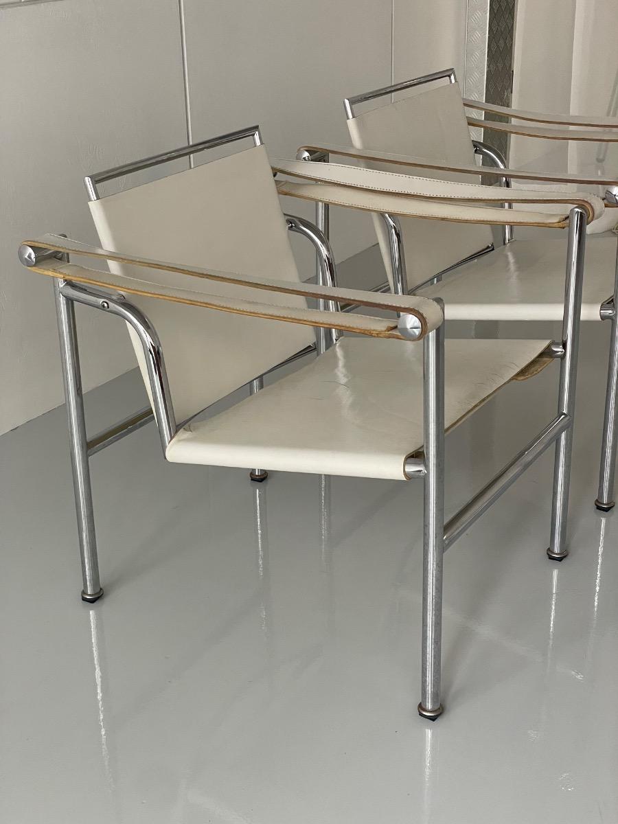 Vintage set of LC1 style armchairs inspired by Le Corbusier, 1970s