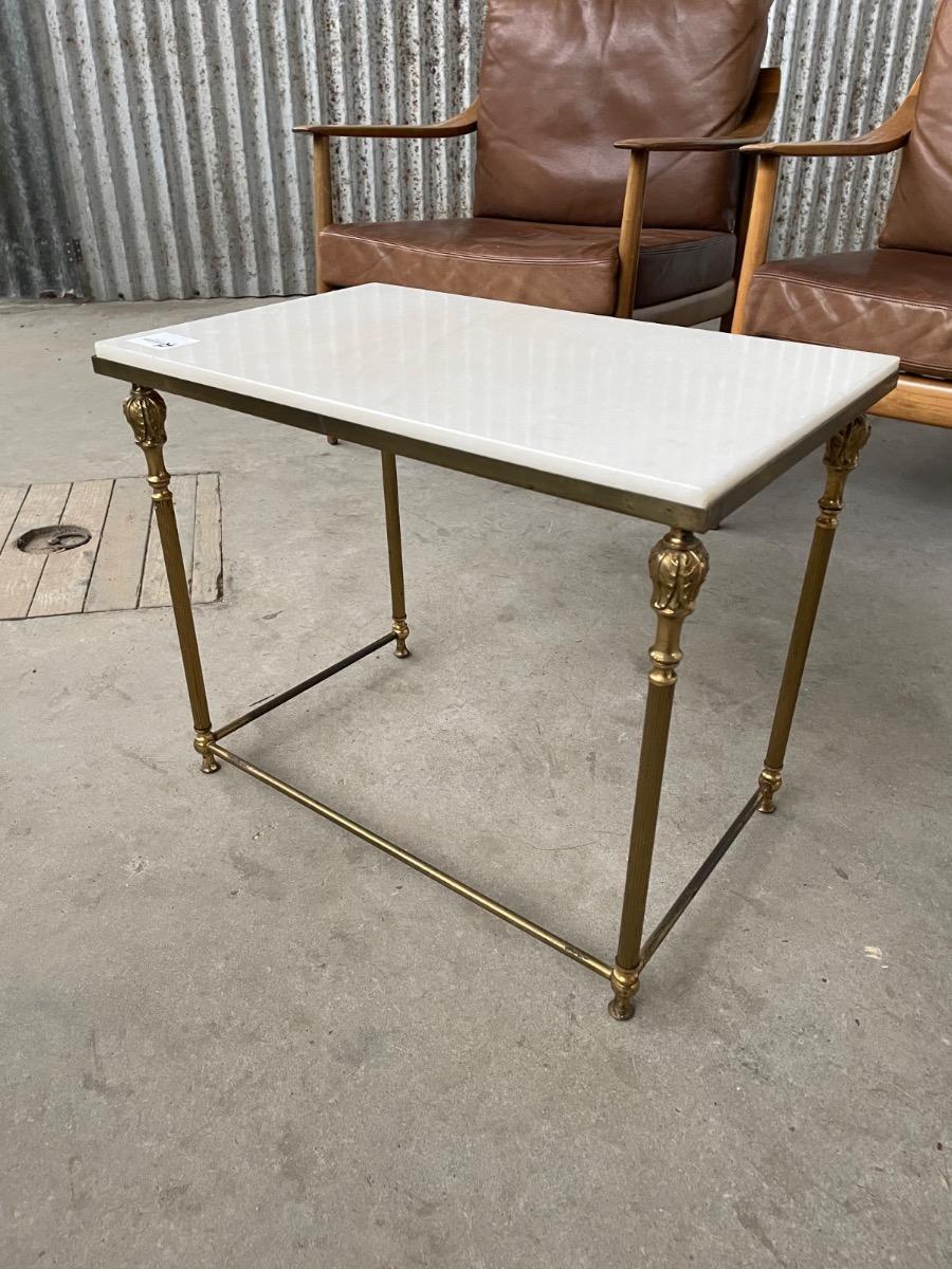 Vintage sidetable - Brass/marble - 1970s