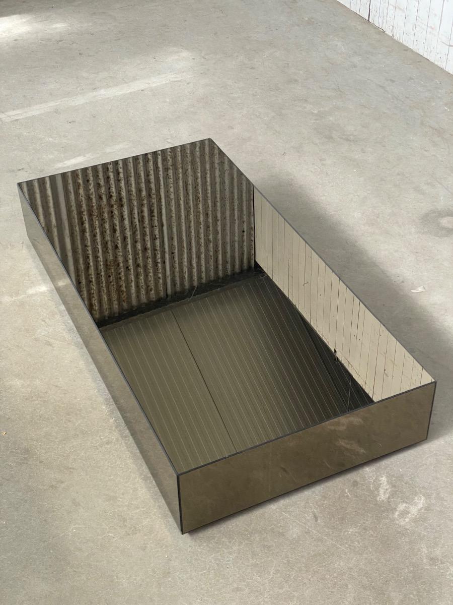 Vintage smoked glass mirror coffeetable 1980s