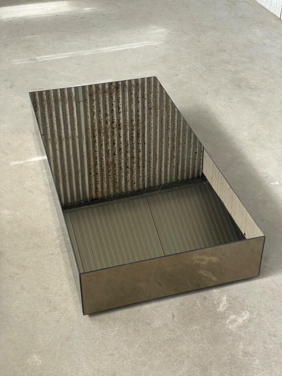 Vintage smoked glass mirror coffeetable 1980s