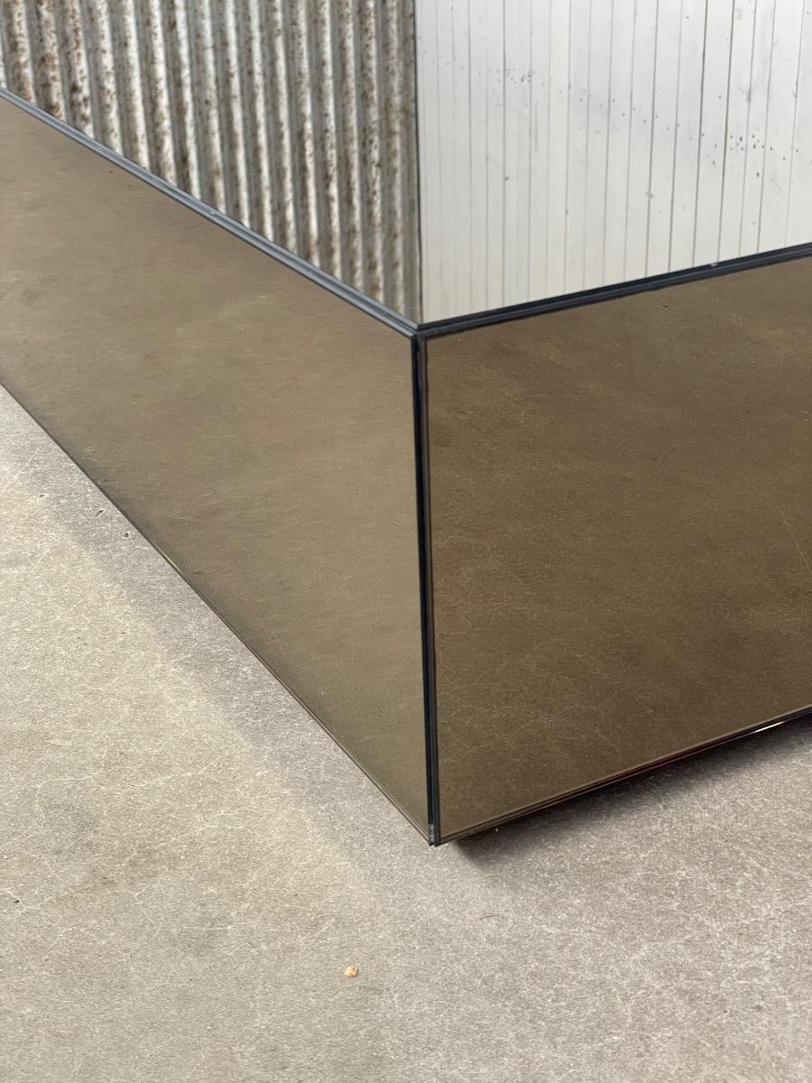 Vintage smoked glass mirror coffeetable 1980s