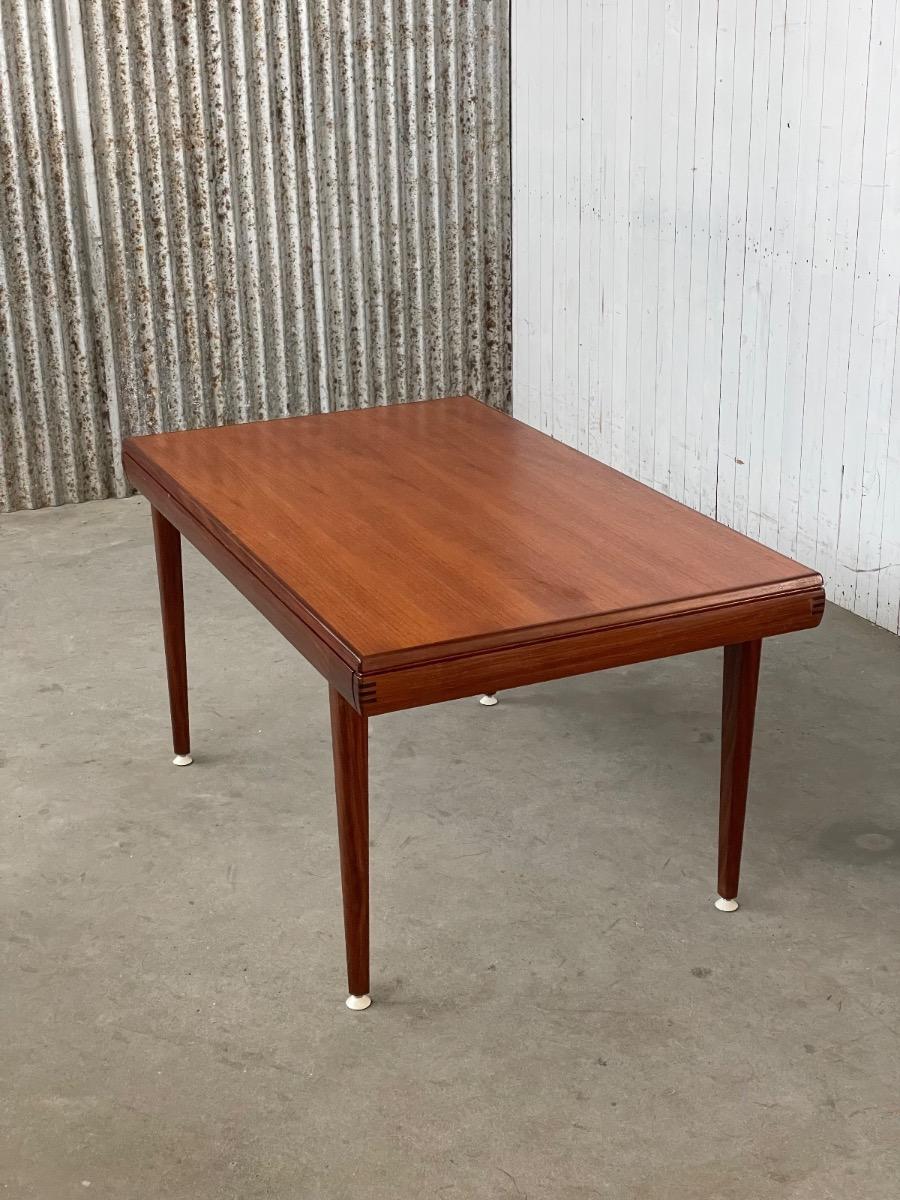 Vintage teak wood extendable dining table 1960s design 