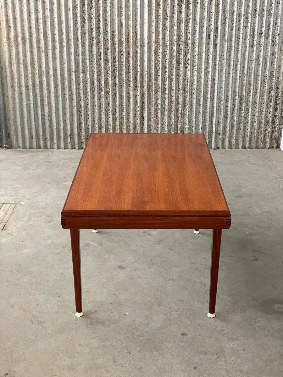 Vintage teak wood extendable dining table 1960s design 