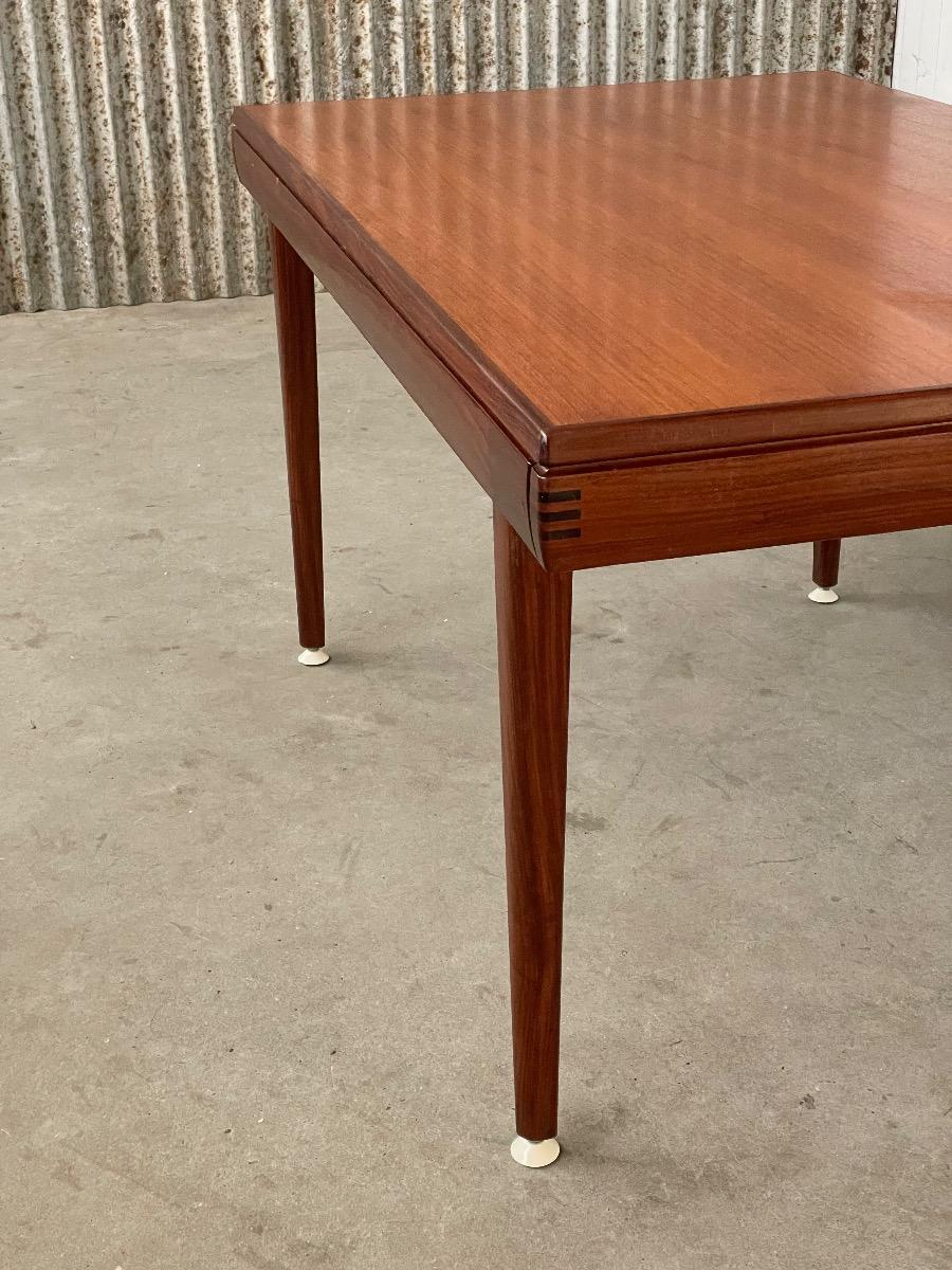 Vintage teak wood extendable dining table 1960s design 