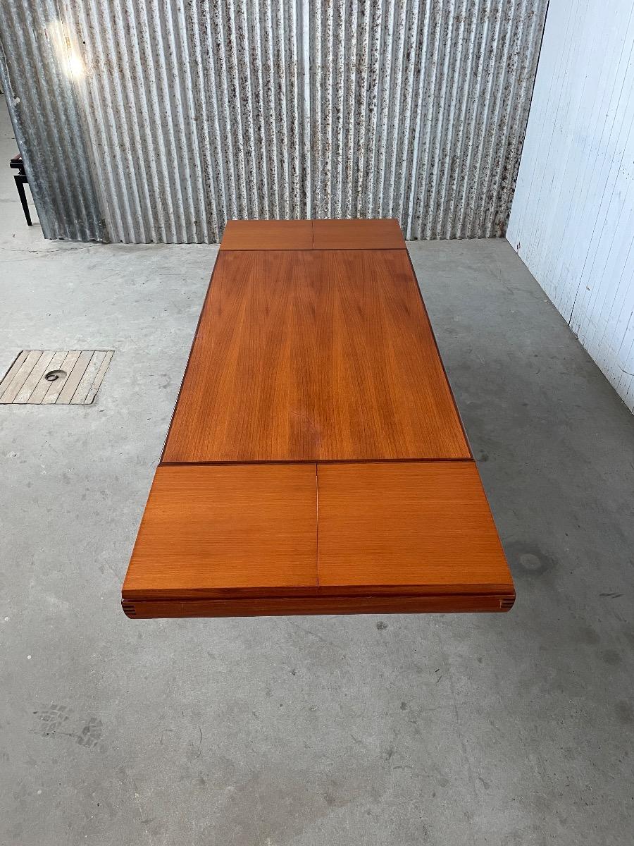 Vintage teak wood extendable dining table 1960s design 