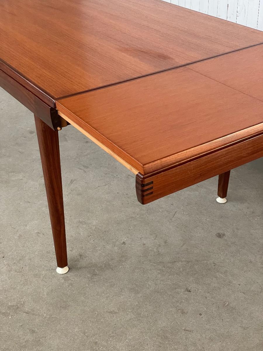 Vintage teak wood extendable dining table 1960s design 