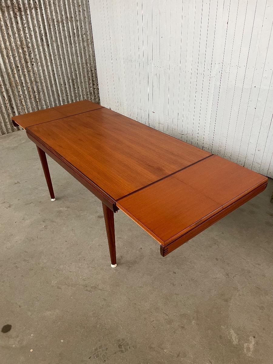 Vintage teak wood extendable dining table 1960s design 